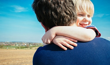 Man child hugging